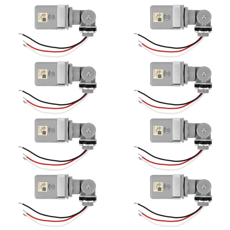 BTFO 8pcs Outdoor Photocell Sensors, 120VAC Dusk to Dawn Light Control IP54 Waterproof Photoelectric Switch with Swivel Mount for LED Yard Porch Street & Parking Lot Lighting - Image 1